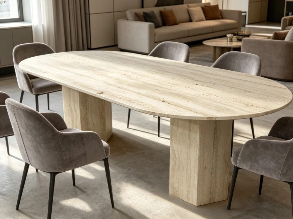 Travertine Oval stone furniture Travertine Oval stone furniture