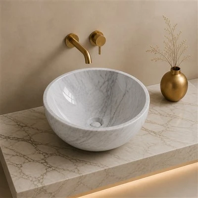 Chậu đá cẩm thạch trắng